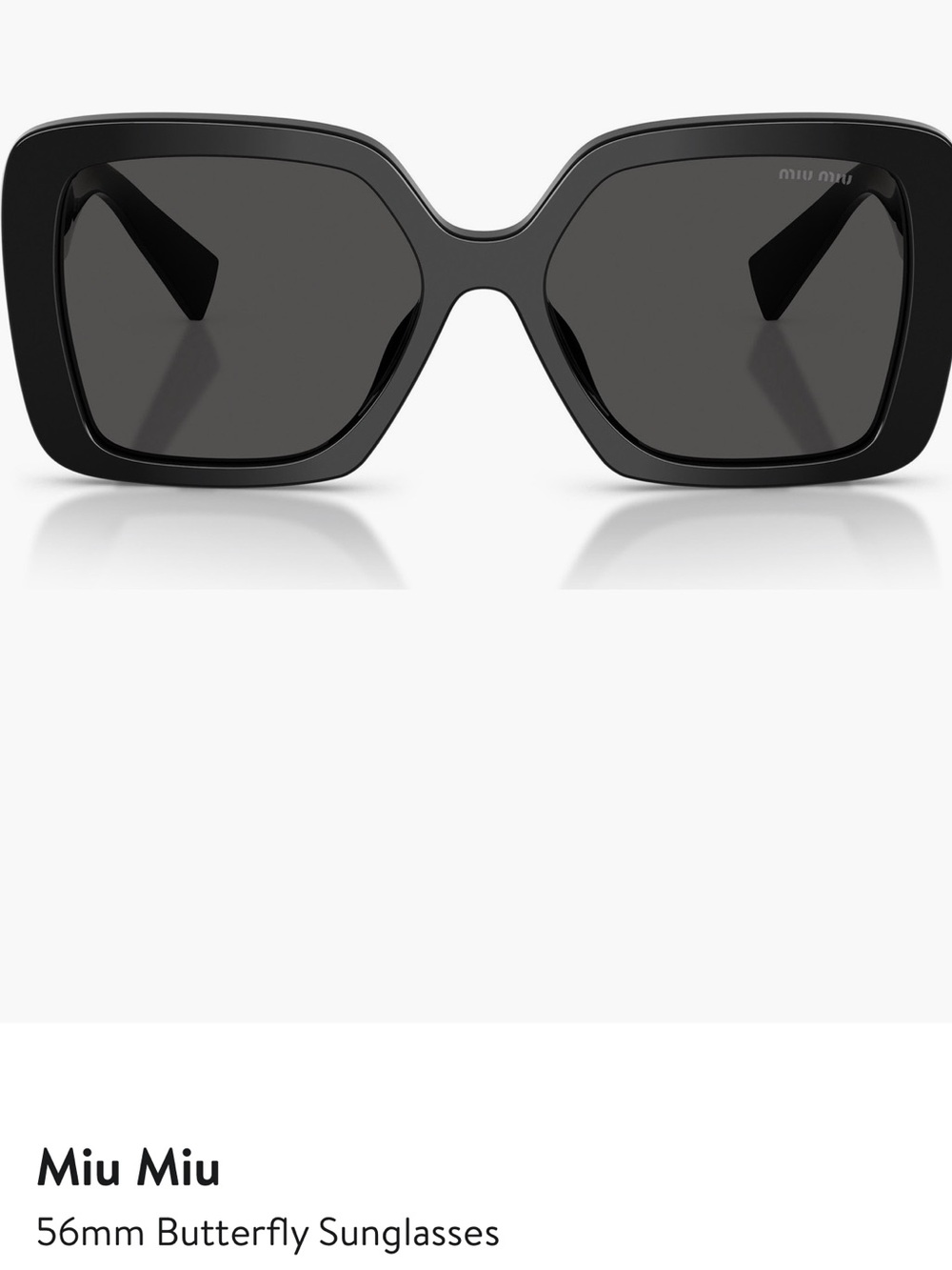 Miu Miu Black Oversized Butterfly Sunglasses